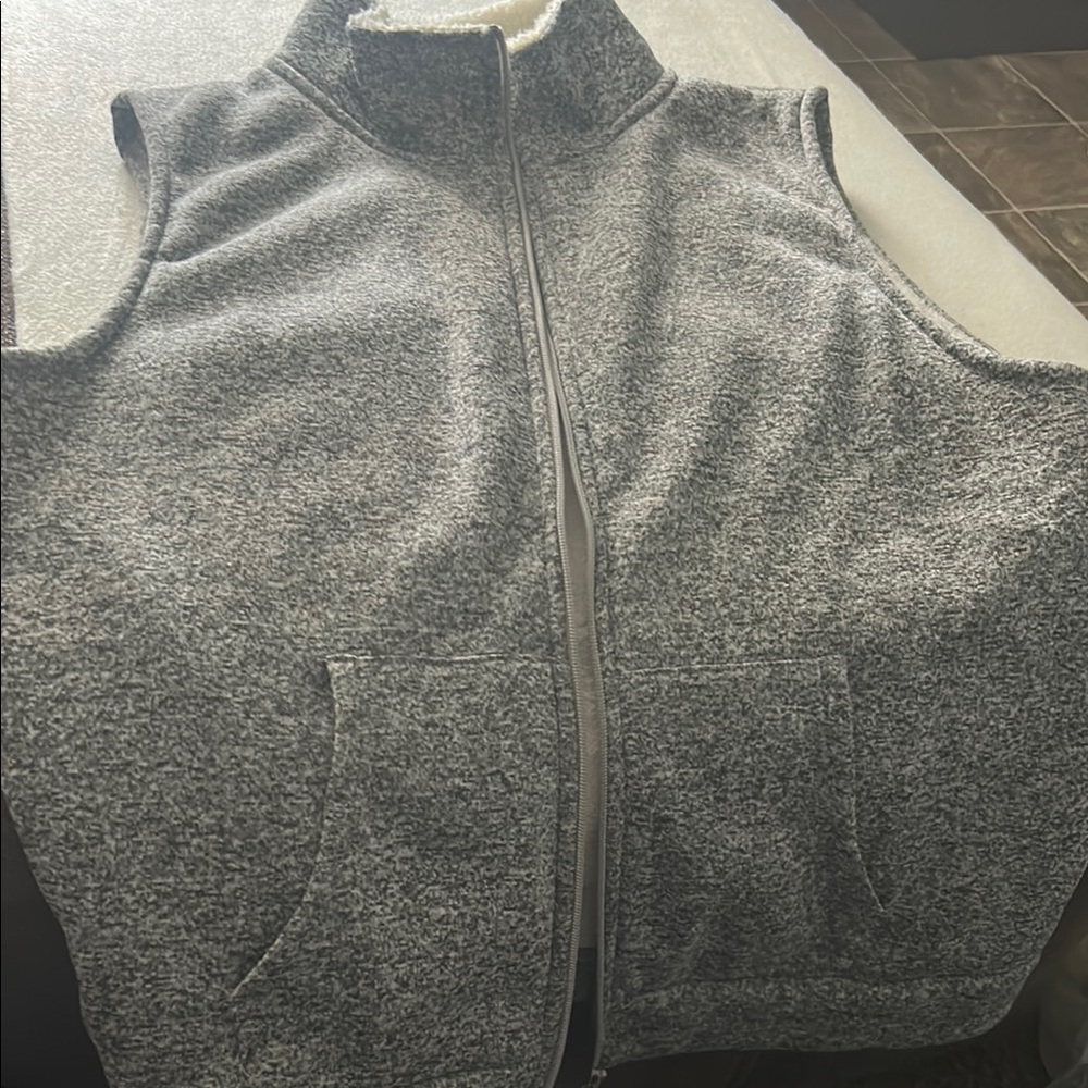 Gray Sleeveless Fleece Vest